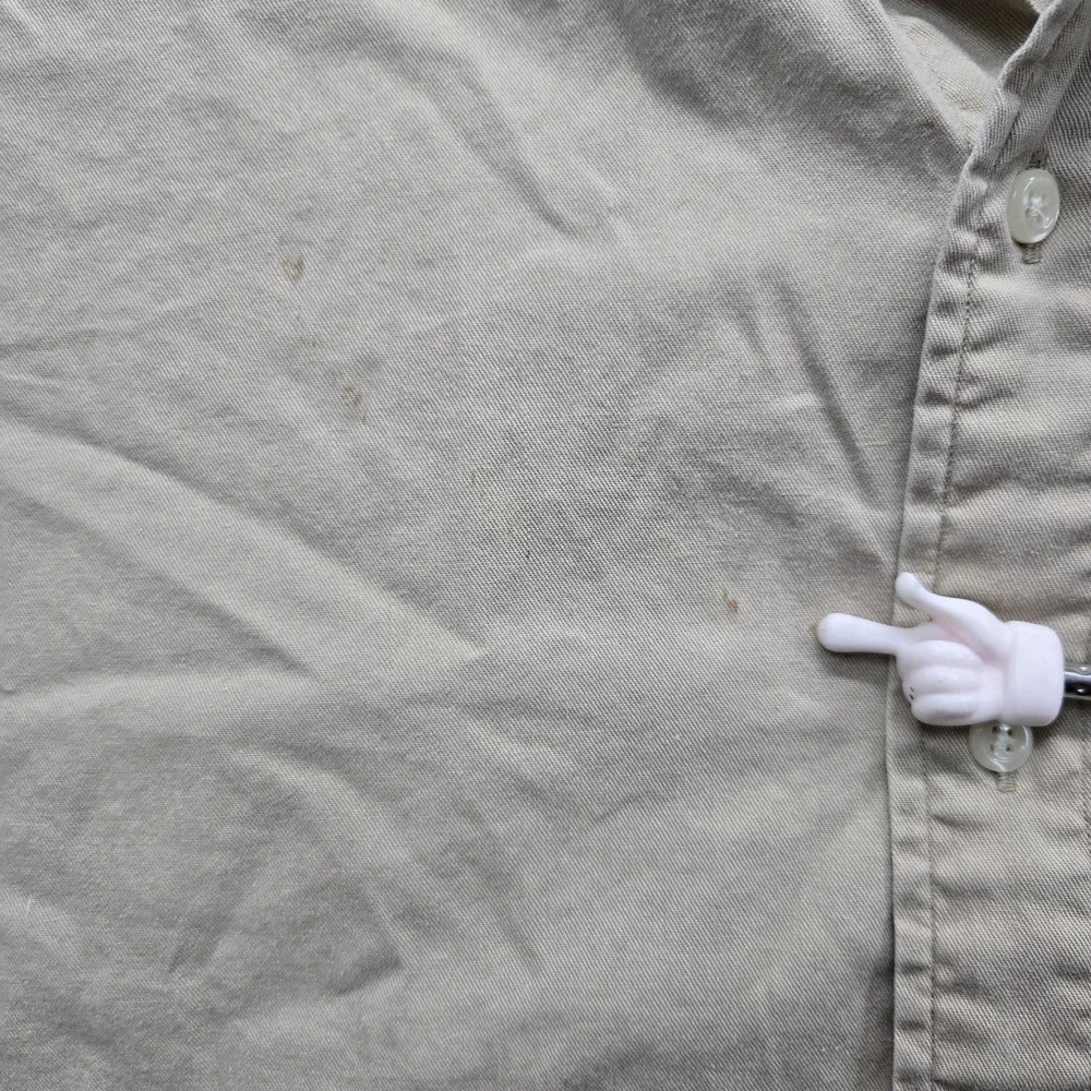 VINTAGE Ralph Lauren Men Button Up Shirt XL Khaki Embroidered Pony READ